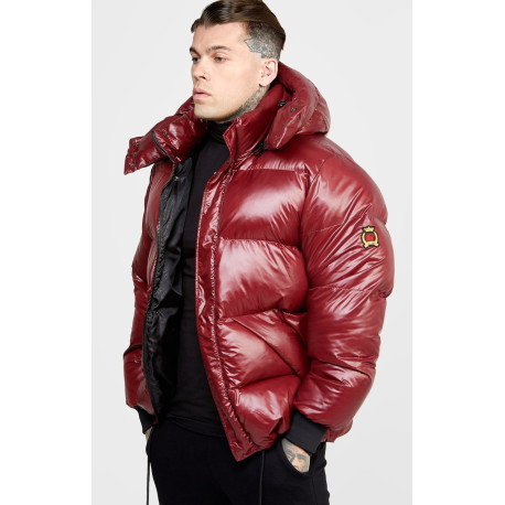 Pánská červená zimní bunda SIKSILK Burgundy Puffer Jacket