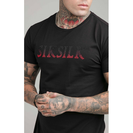 Pánské černé tričko SIKSILK S/S RHINESTONE TEE
